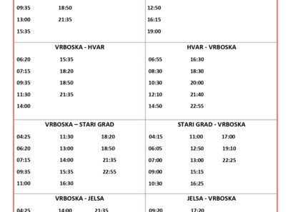 New Bus Timetable for Vrboska!