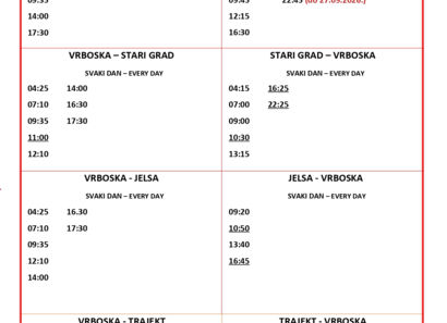 NOVI VOZNI RED AUTOBUSA
